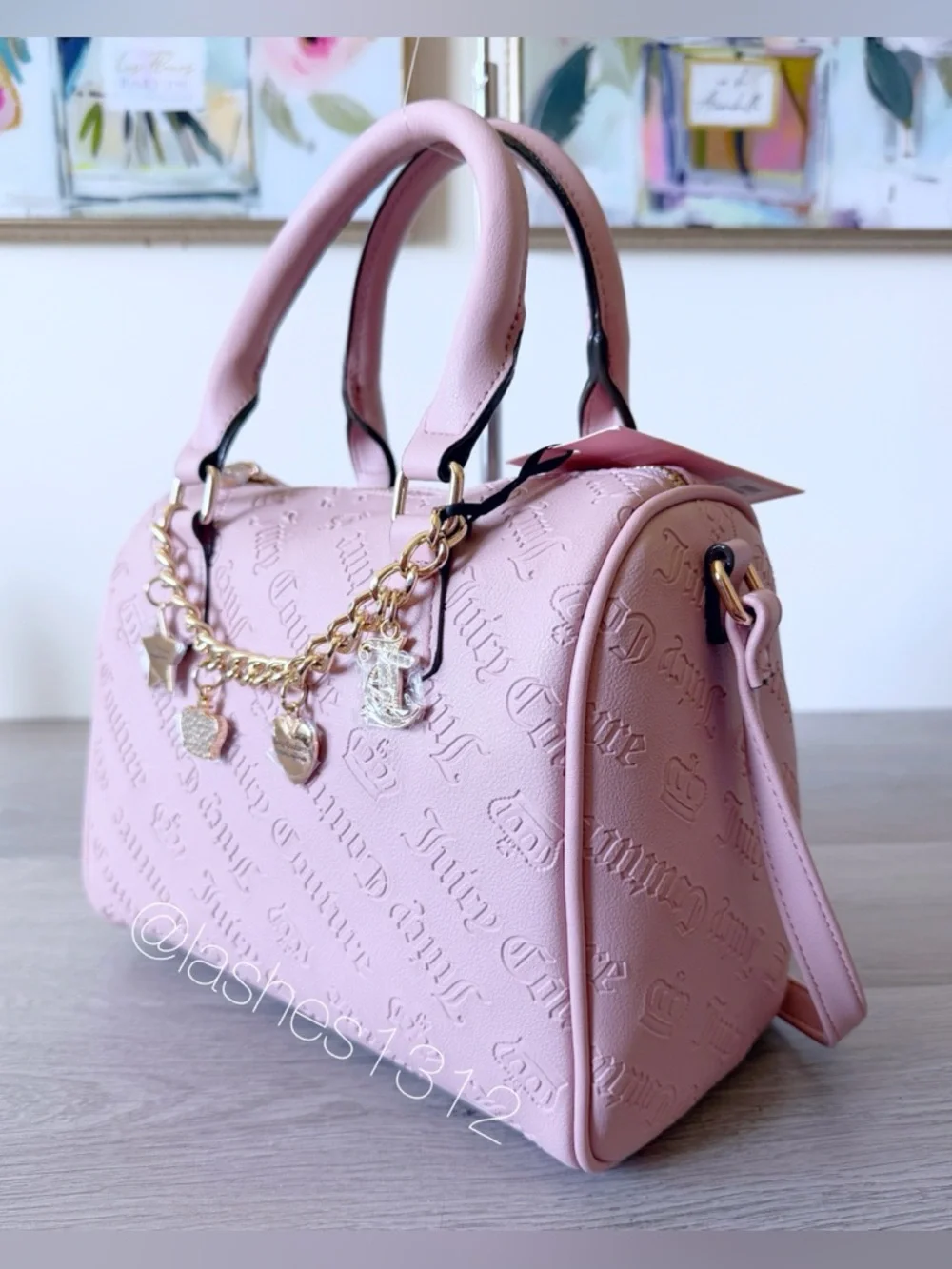 JUICY COUTURE Bag Not Your Babe Satchel with Swag Chain - Blush Pink - Picture 3 of 8